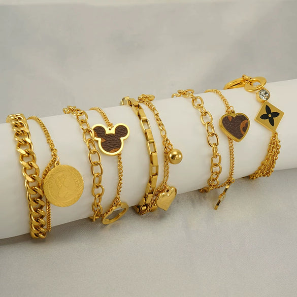 Wholesale Titanium Steel Geometric Fashion Electroplated Unisex Bracelet