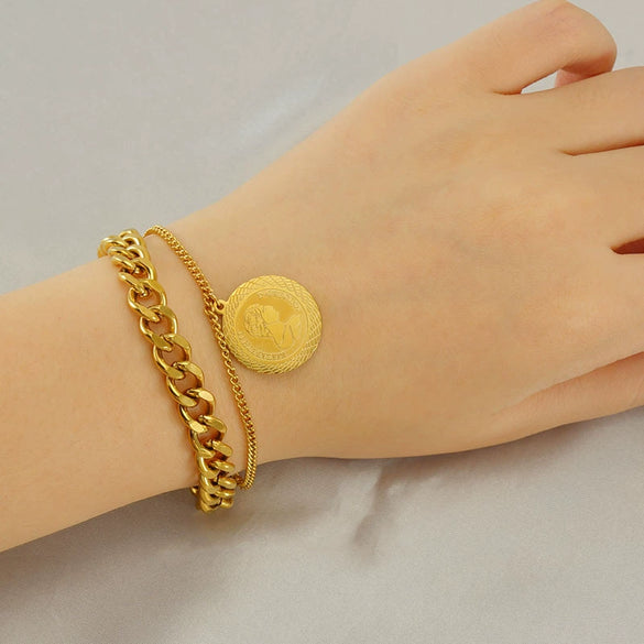 Wholesale Titanium Steel Geometric Fashion Electroplated Unisex Bracelet