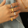 Wholesale 316L Stainless Steel Geometric Fashion Ring With Electroplating Design For Women