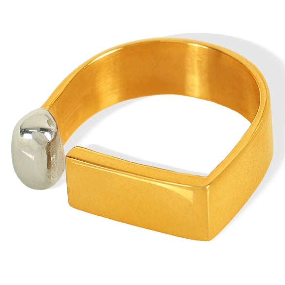 Wholesale 316L Stainless Steel Geometric Fashion Ring With Electroplating Design For Women