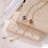 Wholesale Titanium Steel Geometric Flower Inlaid Zircon Electroplated Fashion Shining Girl Bracelet