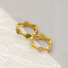 Wholesale Titanium Steel Geometric Flower Petal Fourleaf Clover Ring With 18K Gold Micro Diamond Electroplating For Women