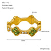 Wholesale Titanium Steel Geometric Flower Petal Fourleaf Clover Ring With 18K Gold Micro Diamond Electroplating For Women