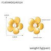 Wholesale 316L Stainless Steel Geometric Flower Shape Inlaid Shell Beads Electroplated Women's Earrings