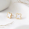 Wholesale Titanium Steel Geometric Fourleaf Clover Rose Gold Earrings Natural Style Ear Jewelry