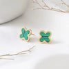 Wholesale Titanium Steel Geometric Fourleaf Clover Rose Gold Earrings Natural Style Ear Jewelry