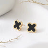 Wholesale Titanium Steel Geometric Fourleaf Clover Rose Gold Earrings Natural Style Ear Jewelry