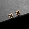 Wholesale Titanium Steel Geometric Fourleaf Clover Rose Gold Earrings Natural Style Ear Jewelry
