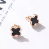 Wholesale Titanium Steel Geometric Fourleaf Clover Rose Gold Earrings Natural Style Ear Jewelry