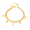 Wholesale 316L Stainless Steel Geometric Fourleaf Flower Doublelayer Blade Chain Anklet For Women