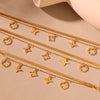 Wholesale 316L Stainless Steel Geometric Fourleaf Flower Doublelayer Blade Chain Anklet For Women