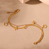 Wholesale 316L Stainless Steel Geometric Fourleaf Flower Doublelayer Blade Chain Anklet For Women