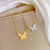 Wholesale Titanium Steel Geometric Frosted Butterfly Electroplated Women's Fashion Necklace