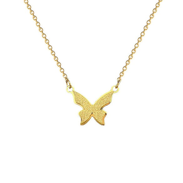 Wholesale Titanium Steel Geometric Frosted Butterfly Electroplated Women's Fashion Necklace