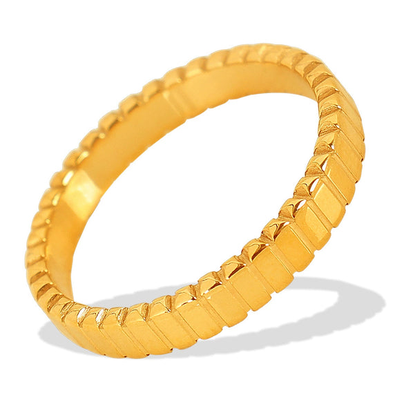 Wholesale 316L Stainless Steel Geometric Gear Ring Retro Niche Design Electroplated Simple Style Nonfading For Women