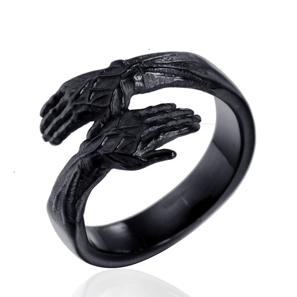 Wholesale Titanium Steel Geometric Handmade Palm Ring For Men And Unisex