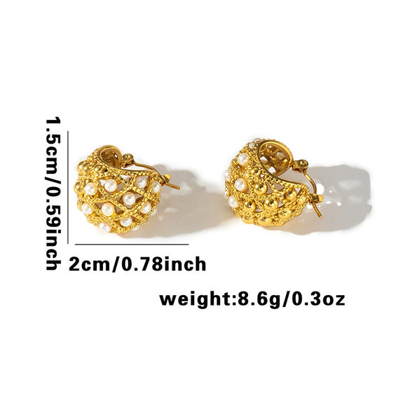 Wholesale Titanium Steel Geometric Heart Hollow Grid Twisted Line Electroplated Earrings Unisex