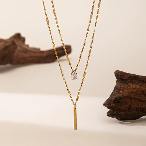 Wholesale Titanium Steel Geometric Heart Shape Electroplated 18K Gold O Word Chain Necklace For Women