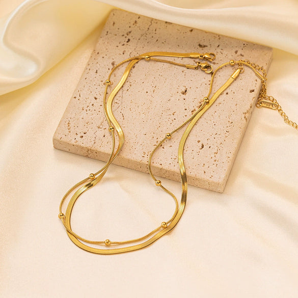 Wholesale Titanium Steel Geometric Heart Shape Electroplated 18K Gold O Word Chain Necklace For Women