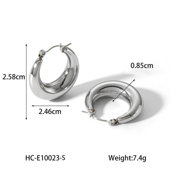 Wholesale Titanium Steel Geometric Hollow Earrings For Ladies With Gold Plated Electroplating