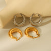 Wholesale Titanium Steel Geometric Hollow Earrings For Ladies With Gold Plated Electroplating