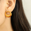 Wholesale 316L Stainless Steel Geometric Hollow Oshaped Earrings Fashion Retro Electroplated Jewelry For Women