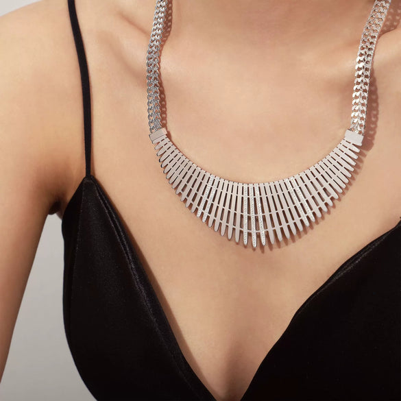 Wholesale 316L Stainless Steel Geometric Inlaid Zircon Fence Wide Allmatch Women's Necklace And Bracelet With Electroplating And Twist Chain