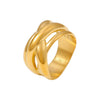 Wholesale 316L Stainless Steel Geometric Irregular Lines Interlaced Winding Ring 18K Gold Plated For Women