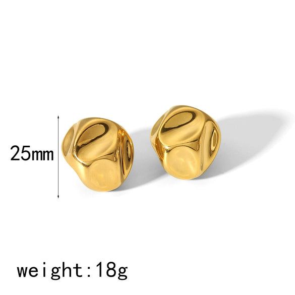 Wholesale Titanium Steel Geometric Irregular Spherical Earrings Electroplated Fashion Style