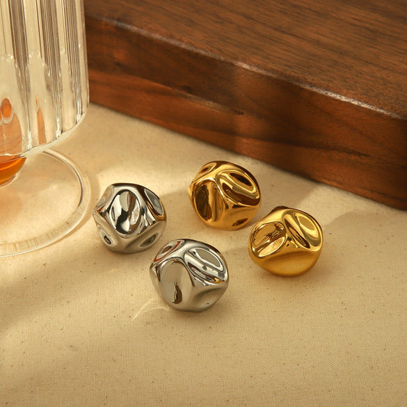 Wholesale Titanium Steel Geometric Irregular Spherical Earrings Electroplated Fashion Style