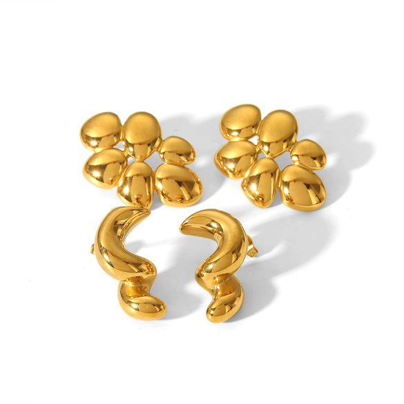 Wholesale Titanium Steel Geometric Irregular Water Drop Earrings With 18K Gold Electroplating For Women