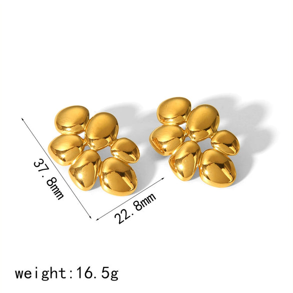 Wholesale Titanium Steel Geometric Irregular Water Drop Earrings With 18K Gold Electroplating For Women