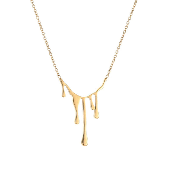 Wholesale Titanium Steel Geometric Irregular Water Drop Pendant Necklace For Women Niche Style 18K Gold Plated