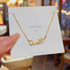 Wholesale Titanium Steel Geometric Letter Zircon Inlaid Pendant Necklace For Women