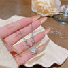 Wholesale Titanium Steel Geometric Light Luxury Necklace With Mixed Gem Inlaid Zircon Pendant And Cross Chain For Women