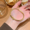 Wholesale Titanium Steel Geometric Light Luxury Style Vacuum Electroplated And Polished Clasp Bracelet