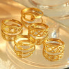 Wholesale 316L Stainless Steel Geometric Line Tail Ring With Electroplating Minimalist Style