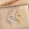 Wholesale Titanium Steel Geometric Lollipop Smiley Electroplated Women's Necklace O Word Chain