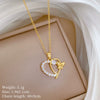 Wholesale Titanium Steel Geometric Love Butterfly Microinlaid Diamond Women's Necklace