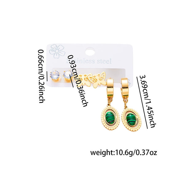 Wholesale Titanium Steel Geometric Love Earrings With Natural Stone And Joker Zircon Electroplated For Women