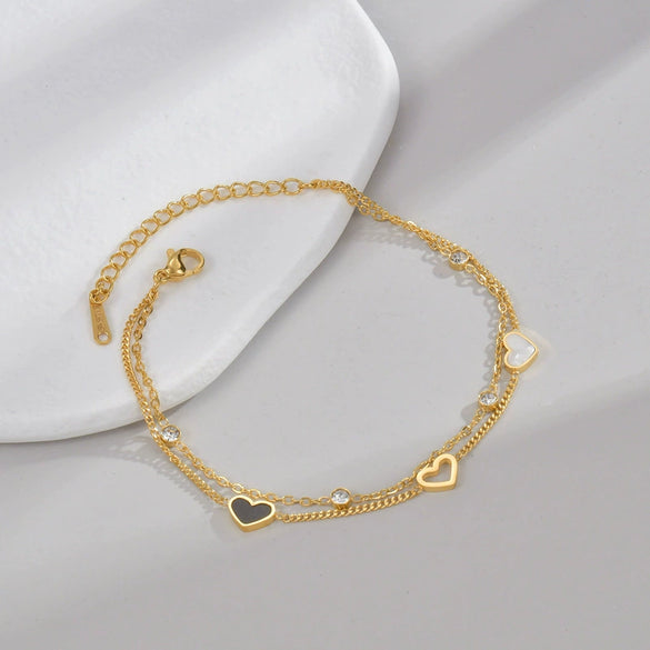 Wholesale Titanium Steel Geometric Love Folded Ladies Electroplated Bracelet Jewelry
