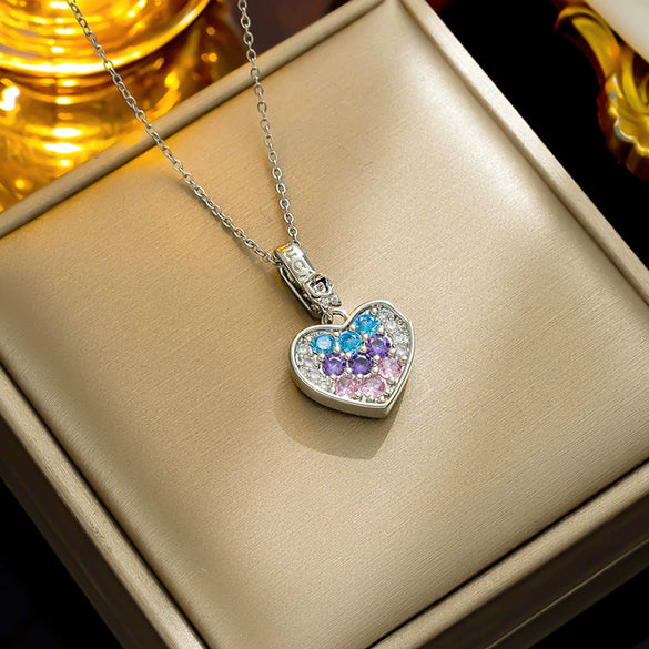 Wholesale Titanium Steel Geometric Love Necklace Pendant O Chain For Women