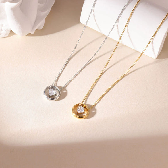 Wholesale Titanium Steel Geometric Love Pendant Necklace For Women With Electroplating Design
