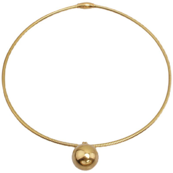 Wholesale Titanium Steel Geometric Metal Ball Pendant Necklace For Women With Water Wave Chain