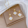 Wholesale Titanium Steel Geometric Micro Inlaid Minimalist Women's Necklace Earrings Set With Electroplating