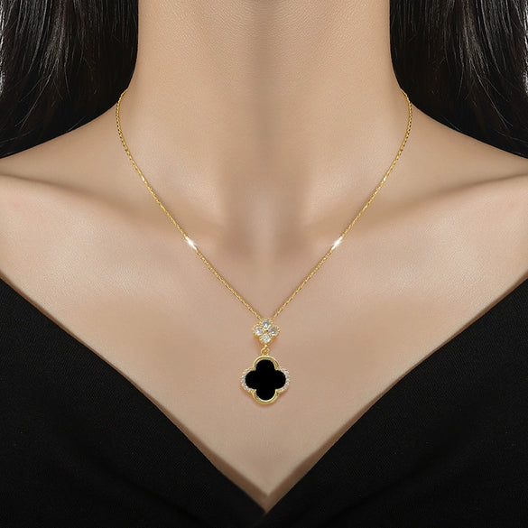 Wholesale Titanium Steel Geometric Micro Inlaid Minimalist Women's Necklace Earrings Set With Electroplating