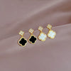Wholesale Titanium Steel Geometric Micro Inlaid Minimalist Women's Necklace Earrings Set With Electroplating
