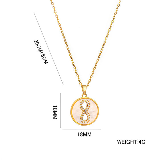 Wholesale Titanium Steel Geometric Microinlaid Zircon Pendant Necklace Electroplated For Women