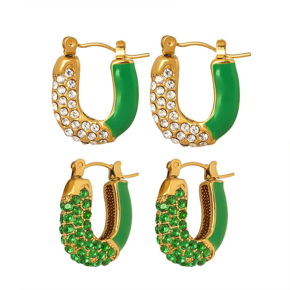 Wholesale 316L Stainless Steel Geometric Oil Drop Earrings For Women Electroplated Jewelry