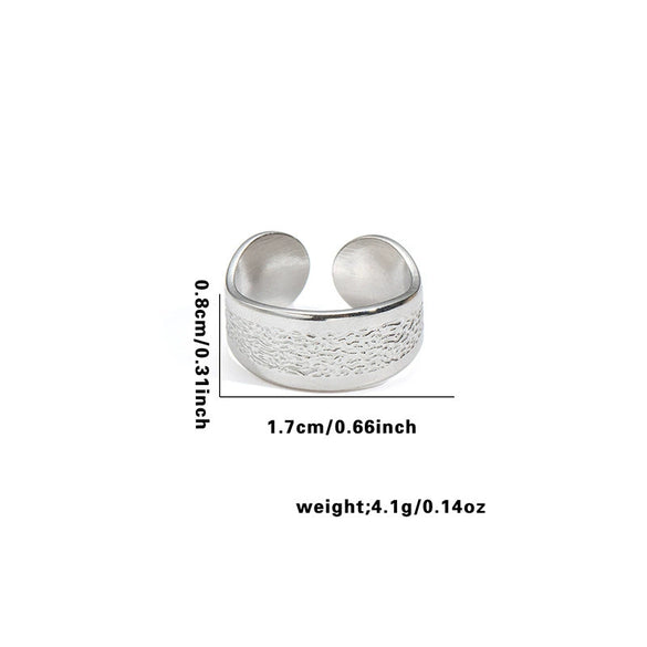 Wholesale Titanium Steel Geometric Open Face Ring With Electroplating Letters Numbers And Text Pattern For Women